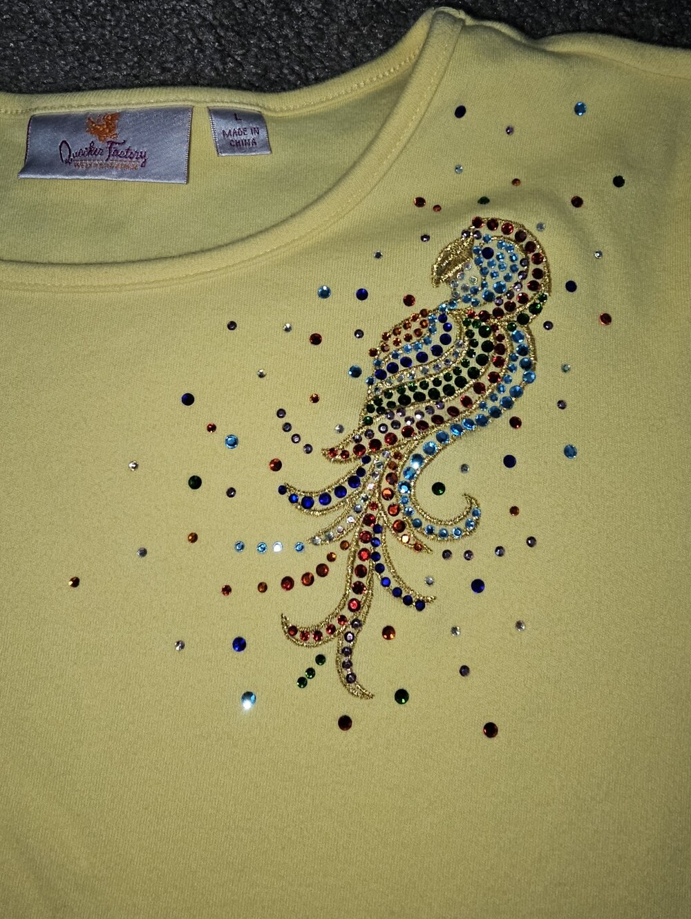 Quacker Factory Lot Of 4 - 100% Cotton 3/4 Sleeve Rhinestone Sparkle Shirts Sz L - Picture 10 of 16